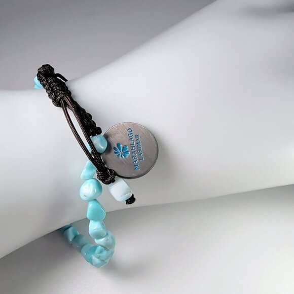 Marahlago Larimar Bracelet With Adjustable Cord & Silver Charm - Picture 2 of 9